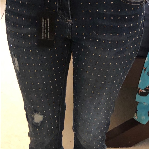 Nwt BEBE ANkle Skinny rhinestone jeans - Picture 6 of 7